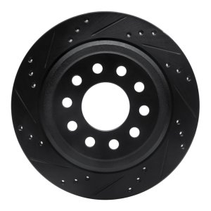 Lincoln Town Car Brake Rotor (1) - Rear Left - R1 Concepts - Drilled & Slotted - Black - `03-`11